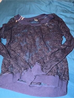 Daytrip Navy Open-Weave Crewneck Sweater